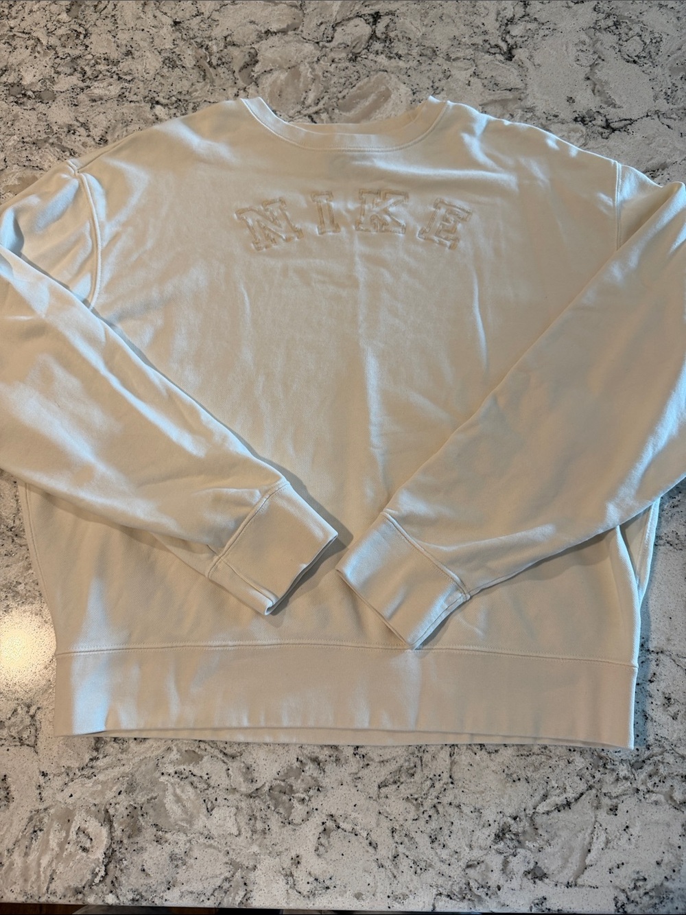 Nike Cream Crewneck Sweatshirt with Subtle Embossed Logo